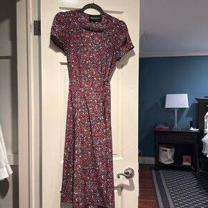 Realisation Par Pink, purple, white flower mid length dress